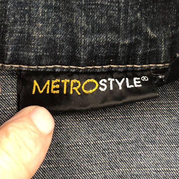 Metrostyle Womens Jean Jackeet Size 14 Collared Button Up Blue Denim Jacket Y2K - Picture 4 of 16